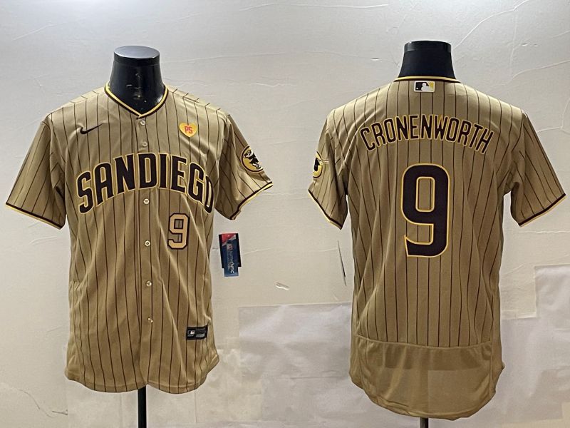 Men San Diego Padres #9 Cronenworth Brown Stripe Elite 2025 Nike MLB Jersey style 10